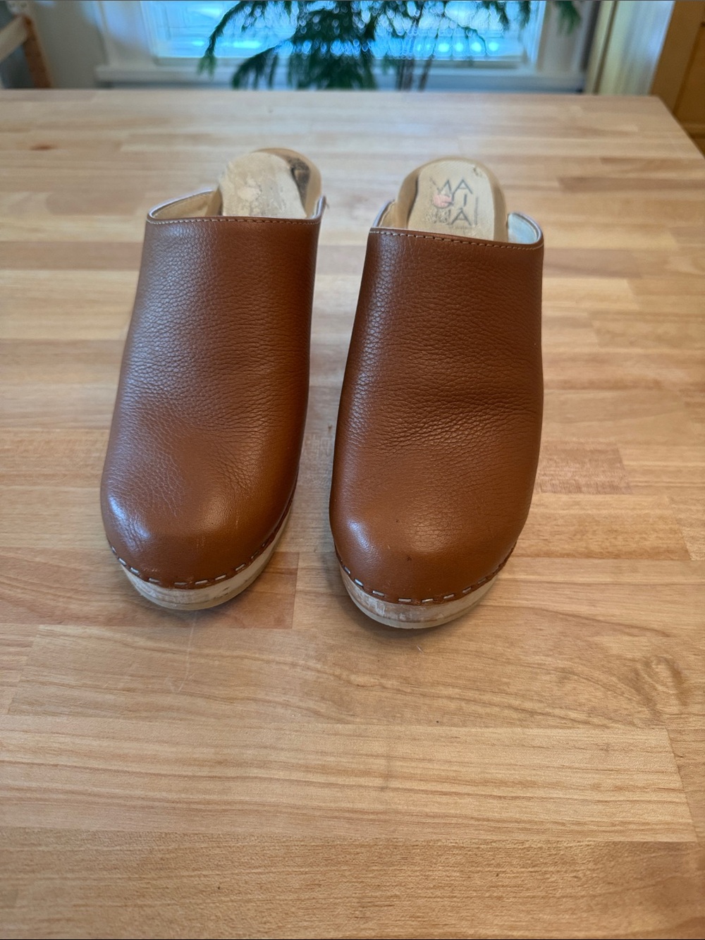 Maguba Brown Leather Clog Mules 41